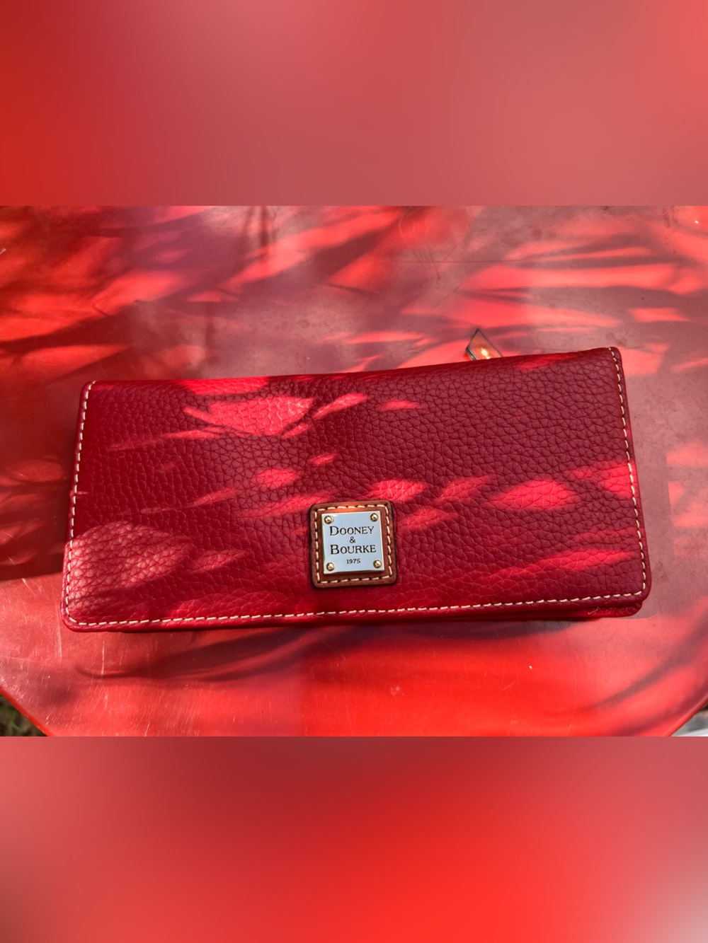 Vintage Dooney & Bourke Red Pebbled Leather Zip Wallet